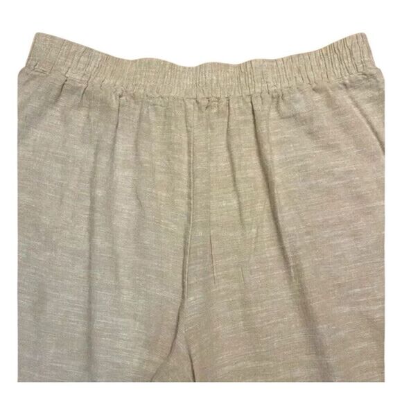 NWT ELLA MOSS Linen Blend Ankle Pants XL Tan Wide Leg Pockets Elastic Waist New - Picture 13 of 16